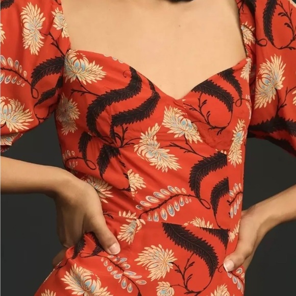 RHODE Short-Sleeve Sweetheart Midi Dress Sz 2 - Picture 5 of 7